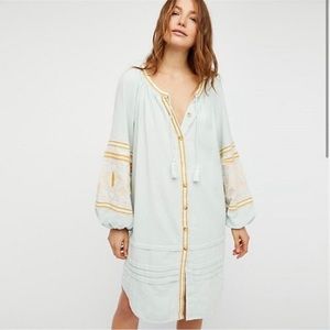 Free People In the Clear Embroidered Oversized Cotton Midi Dress Size Medium